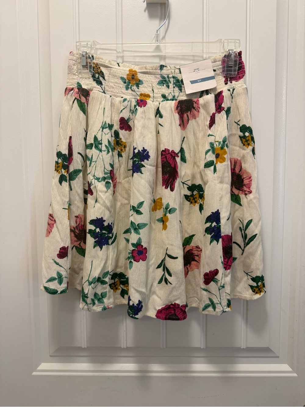 Old Navy Floral Circle Mini Skirt Smocked Waist Lined Cottage Prairie Sz Small